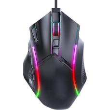 RGB žaidimų pelė, 12800 DPI, 12 makro mygtukų, spalvotas apšvietimas, laidinė žaidimų pelė, skirta kompiuterių priedams, galingi optiniai jutikliai, asmeninis pritaikymas