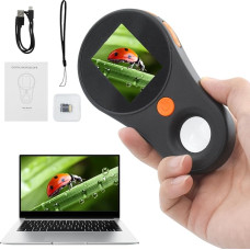 Vaikams skirtas mikroskopas su demonstraciniu ekranu - 2,0 colių IPS ekrano kišeninis mikroskopas, 200 kartų didinantis vaikiškas mikroskopas, reguliuojamos LED lemputės mobiliojo telefono mikroskopas, USB mikroskopo prijungimas prie kompiuterio - juodas