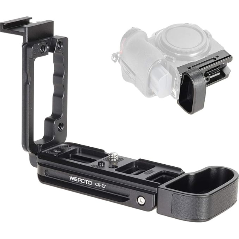 WEPOTO 80226-Z7L Rankenos prailginimas L kampu QR plokštelė Greito atleidimo plokštelė, skirta Nikon Z5 Z6 Z6 Z7 Z6II Z7II fotoaparatui Aliuminio oda