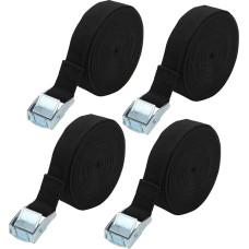 Spanngurte, 5 m x 2,5 cm, schwarze Spanngurte für Auto, Gepäck, Anhänger, 4 Stück