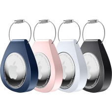 Airtag Holder with Keychain Compatible with Apple Airtag, Anti-Scratch Airtag Case for GPS Item Finder, Airtag Accessories for Cat, Dog, Pets, Collar, Keys, Luggage (Black+)