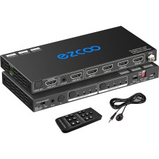 HDMI Matrix 4 in 2 Out 4K 60Hz 4:4:4 ARC HDR D-olby Vision Atmos SPDIF 5.1CH Breakout 3.5 mm Stereo HDCP2.2 PC Console 16 EDID HDMI Scaler 4K 1080P Sync, HDCP2.2 HDMI2.0 Matrix 4x2 IR Remote