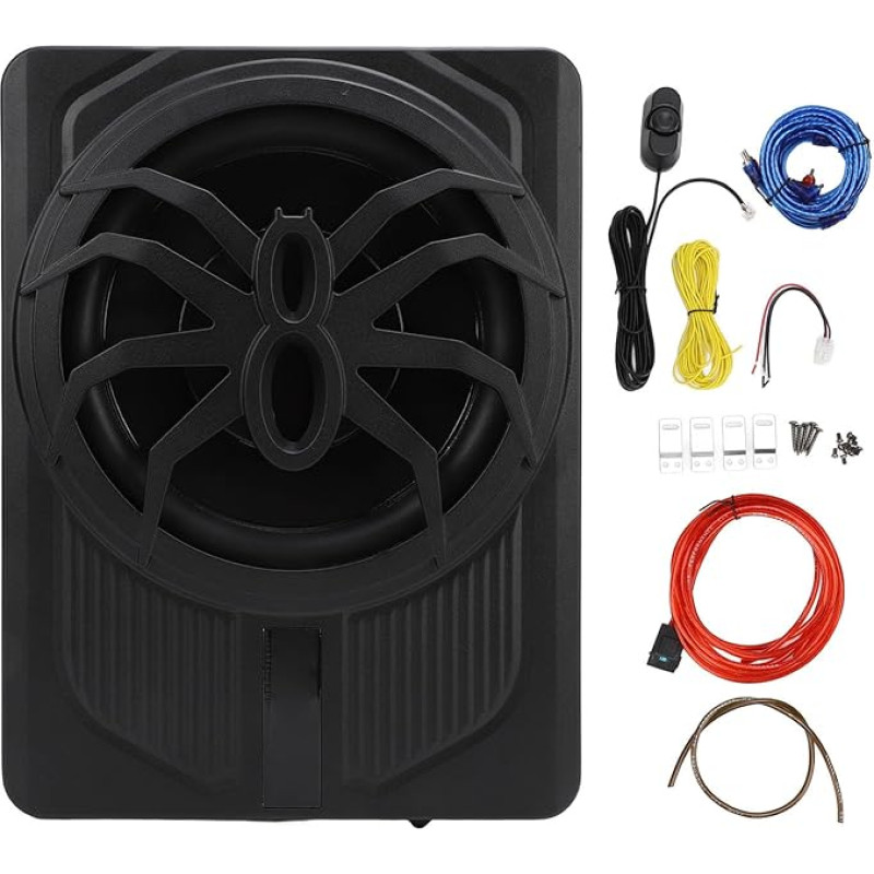 Xiuganpo 10 800W Active Car Subwoofer, Slim Underseat Car Subwoofer with LED Atmosphere Light, Excellent Heat Dissipation, Built-in Amplifier for Car (Multi-Colour)