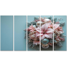 islandburner Prime Bild auf Leinwand Winterlicher Weihnachtskranz mit Weißer Amaryllis und Kugeln für Wohnzimmer Familie Weihnachtsmarkt Bilder Wandbilder Poster