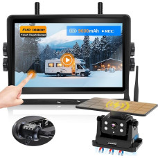 ATOVANKA Solar Wireless Reversing Camera, 9600 mAh Rechargeable Battery, Magnetic Reversing Camera, Radio, 20 Hours Continuous, 7 Inch FHD Monitor, Video Recording for Trucks, Caravans, Motorhomes