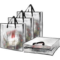 TOLIDA Quadratische Kranz-Aufbewahrungstaschen mit Griffen, transparente Umzugstaschen für Weihnachtskranz, Girlanden, Aufbewahrungstasche mit Reißverschluss für Weihnachtsdekoration, Steppdecken,