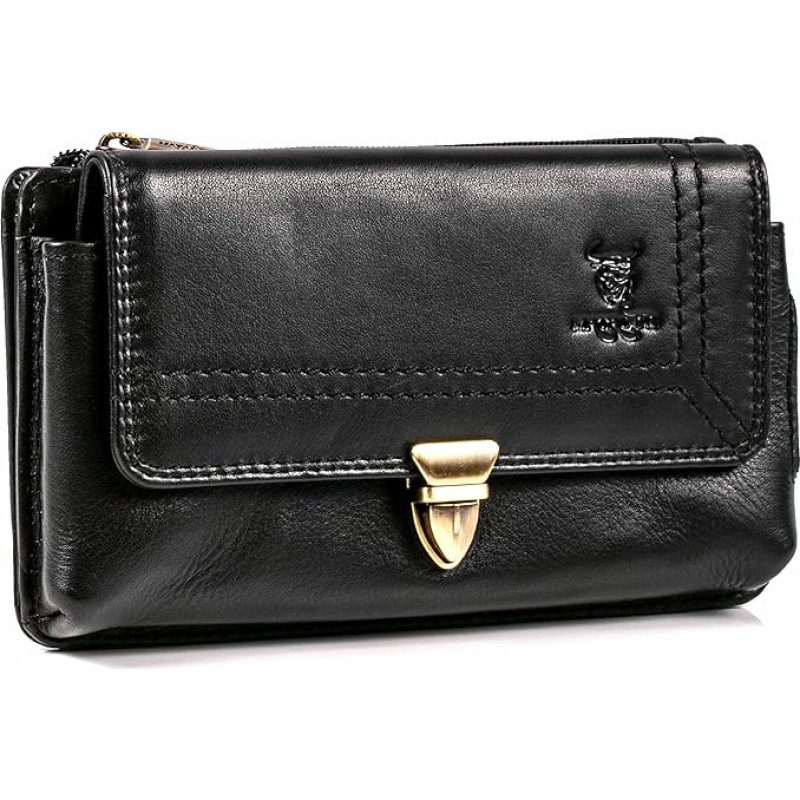 MATADOR natūralios odos universalus mobiliojo telefono dėklas dėklas diržo krepšys Snap uždarymas horizontalus mobiliesiems telefonams iki 6,9 colių, įskaitant dovanų dėžutę (Nappa Black)