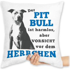 Marškinėlių pagalvėlė 40 x 40 cm Dekoratyvinė pagalvėlė - Pareiškimas su posakiais - Der Pit Bull ist harmlos Aber Vorsicht vor dem Herrchen - Pilka - 40 x 40 cm - Balta - Posakiai Posakiai Citata Juokinga