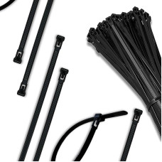 EVOGES Kabelbinder, 7,6 x 300 mm, schwarz, wiederverwendbar, lösbar, 100 & Nylon 66, 22 kg Zugfestigkeit, 100 Stück