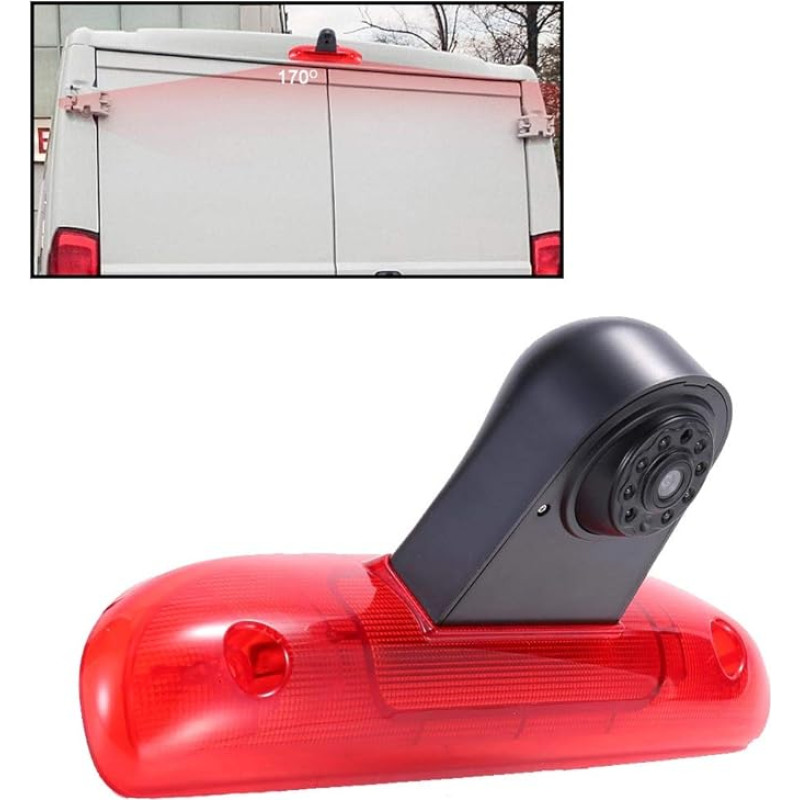 HD Night Vision Rear View Camera in 3rd Brake Light Brake Light Reversing System for Ducato 244 Bus Box/Peugeot Boxer/Citroen Jumper 2002-2006 Relay 2002-2006