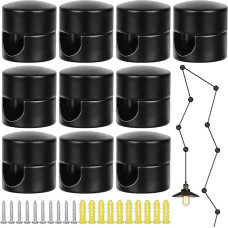 Pack of 10 Two-Piece Wall and Ceiling Pins for Textile Cables, Aluminium Wall and Ceiling Pins, Ceiling Mounting, Monkey Swing, Surface-Mounted Cable Holder with 10 Screws, Ceiling Pins for Lamp DIY