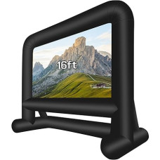 Ballsea Inflatable Projector Screen 16 Feet Portable Projector Screens with Blower for Outdoor and Indoor 16:9 HD Double Sided Front and Rear Movie Screen for Backyard Party Travel