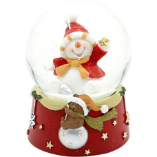 Snow Globe Happy Snowman on Red Base with Teddy Bears Length x Width x Height 6.5 cm x Diameter 6.5 cm