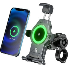 KEWIG Vandeniui atsparus motociklo mobiliojo telefono laikiklis, apsaugotas nuo vagystės, 15 W belaidis, su vibracijos slopintuvu, vieno paspaudimo automatiniu užraktu ir greitu atlaisvinimu