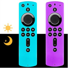 Schutzhülle für Fernbedienung, Silikon, leicht, rutschfest, stoßfest, leuchtet im Dunkeln, leuchtet blau und lila, 2 Stück