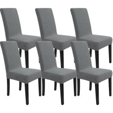 YSTELLAA Stretch Chair Covers, Set of 6, Removable Washable Chair Covers, High Back Covers for Chairs, Elasticity, Universal Chair Covers for Dining Room Chairs, Jacquard Chair Cover Modern, Light