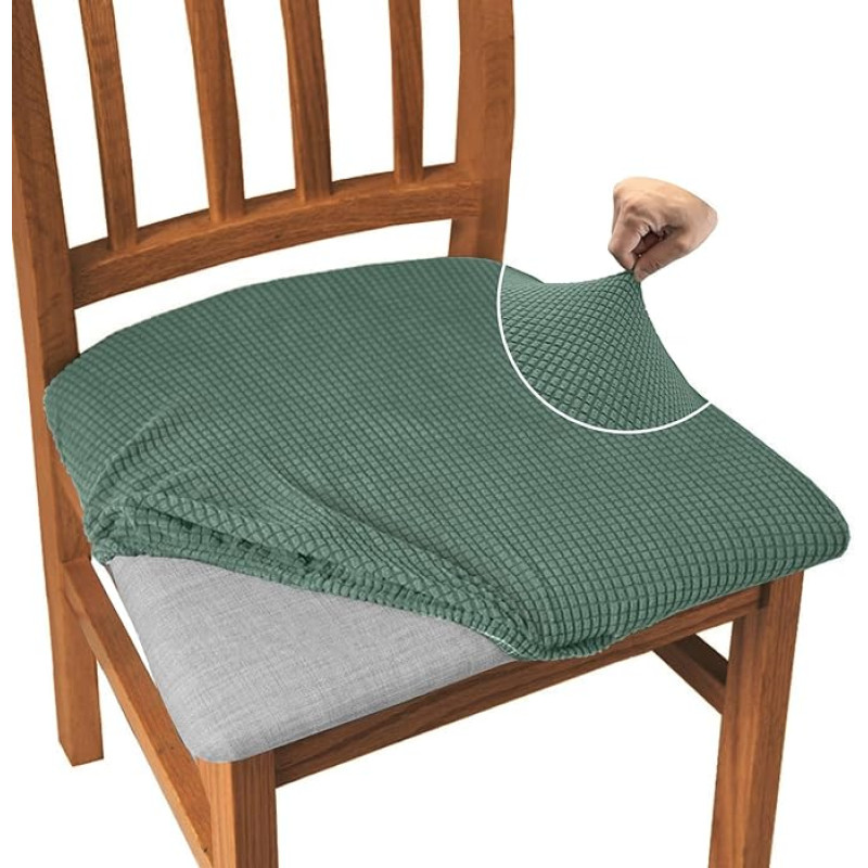 Granbest Žakardo valgomojo kambario kėdžių sėdynių dangteliai, 4 komplektai, aukštos įtampos valgomojo kambario kėdžių dangteliai, apsaugantys nuo dulkių, skirti valgomajam, virtuvei (4 komplektai, Matcha Green)