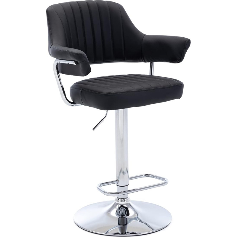 HNNHOME, Modern Padded Swivel Bar Stool Faux Leather Black