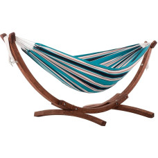 Vivere C8SPSN-SU Sunbrella® Double Hammock with Sturdy Arch Frame Made of Solid Pine Wood - Sunset, Medium