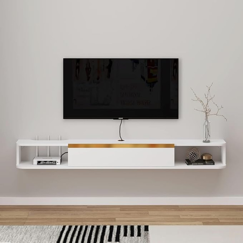 Pmnianhua TV Lowboard Hanging, TV Cabinet Hanging, Wall Mounted Floating TV Stand Entertainment, Media Console Centre, Large Storage Cabinet for Living Room, Home, Office (160 cm)
