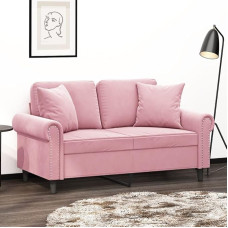 CCCINER 2 sėdimų vietų sofa su dekoratyvine pagalvėle Pink 120 cm Velvet, elegantiška dviejų sėdimų vietų sofa rožinės spalvos, paminkštinta velvetu, užtikrinanti maksimalų komfortą Sofos ir sofos