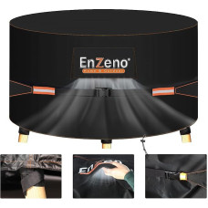Enzeno Garden Furniture Cover, Waterproof, Round Garden Table Cover with Ventilation Slits, Round Patio Table Cover, 420D Oxford Cloth, Patio, Outdoor, UV-Resistant, Tear-Resistant (230 x 100 cm)
