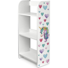 Leomark Wooden Shelf for Toys - Unicorn - Storage Shelf for Children, Toy Shelf Made of Wood, Children's Shelf for Children's Room, White Organiser, Height: 90 cm