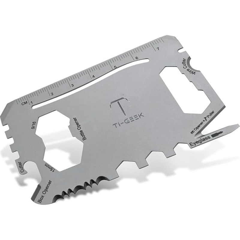 TI GEEK Wallet Multitool Card - 13 in 1 Credit Card Multi-Tool (Bottle Opener, Can Opener, Screwdriver, Phone Stand & More) - Titanium, LGSS-E925-TA