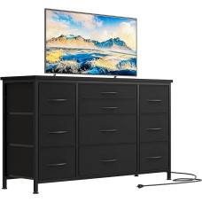 Baloveby Miegamojo komoda su 10 stalčių Audinys TV spintelė su įkrovimo stotele Sandėliavimo baldai svetainei Miegamojo prieškambaris 121 x 39 x 70 cm