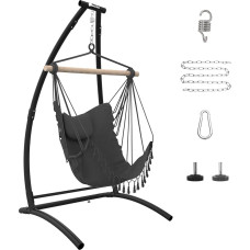 C Type Hanging Chair with Frame, Hammock Frame and Hanging Swing, Fabric Swing with Comfortable Cushion, Hammock Frame, Hammock Stand for Balcony, Patio, Holds up to 150 kg