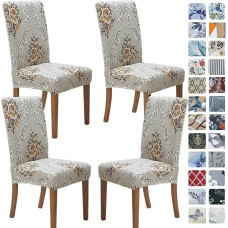 SPRINGRICO Chair Covers for Dining Room, Set of 4, Stretch Dining Chair Cover, Washable Spandex Kitchen Parsons Chair Slipcovers, Removable Seat Protector for Home or Party (Pack of 4, Florist Zen)
