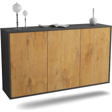 Dekati Chattanooga Hanging Sideboard (136 x 77 x 35 cm) Anthracite Matt Body - Front Wood Design Oak - Push to Open