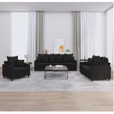Brokky 3201685 3 dalių sofos komplektas su pagalvėle Sofa svetainės sofos komplektas Sofos svetainei Juodas aksomas