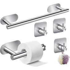 WIGUROE Vonios įrangos rinkinys Nerūdijančio plieno 40 cm ilgio rankšluosčių laikiklis Rankšluosčių laikiklis Tualeto rulono laikiklis 5 vnt.
