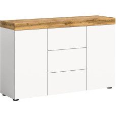 xonox.home Wohnen Sugar X8AK6T01 Sideboard Chest of Drawers Elegant White Melamine with 2 Doors and 4 Compartments W x H x D 125 x 80 x 37 cm