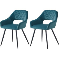 JaHECOME Velvet valgomojo kėdė, fotelis, svetainės kėdė, pasirinktos spalvos, modernus dizainas, paminkštinta sėdynė su atvira nugarėle, juodos metalinės kojelės virtuvei, miegamajam, valgomajam (2, Teal)