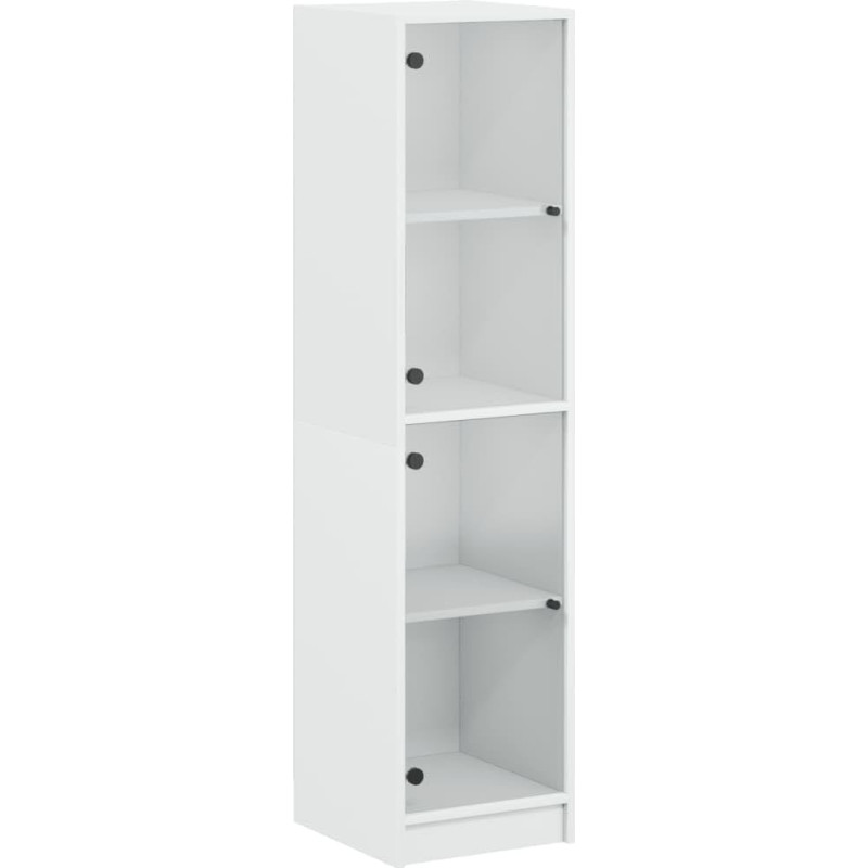 vidaXL Highboard, šoninė spintelė su stiklinėmis durelėmis, stalčius su daug vietos, spinta, komoda, aukšta spintelė, svetainė, miegamasis, balta