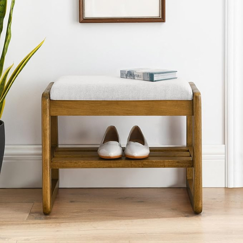 ECLYL Ottomane aus Samt, mit verstecktem Stauraum, perfekt für Bett-End-Hocker, Schlafzimmerhocker, Freizeithocker, Korridorhocker oder Schuhwickelhocker (smėlio spalvos, 50,2 x 33,7 x 42,5 cm)