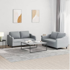 qohoio 2-TLG. Sofagarnitur mit Kissen Sofa Wohnzimmer Sitzgruppe Wohnzimmer Sofos komplektas Sofas FüR Wohnzimmer Hellgrau Stoff - 3201802