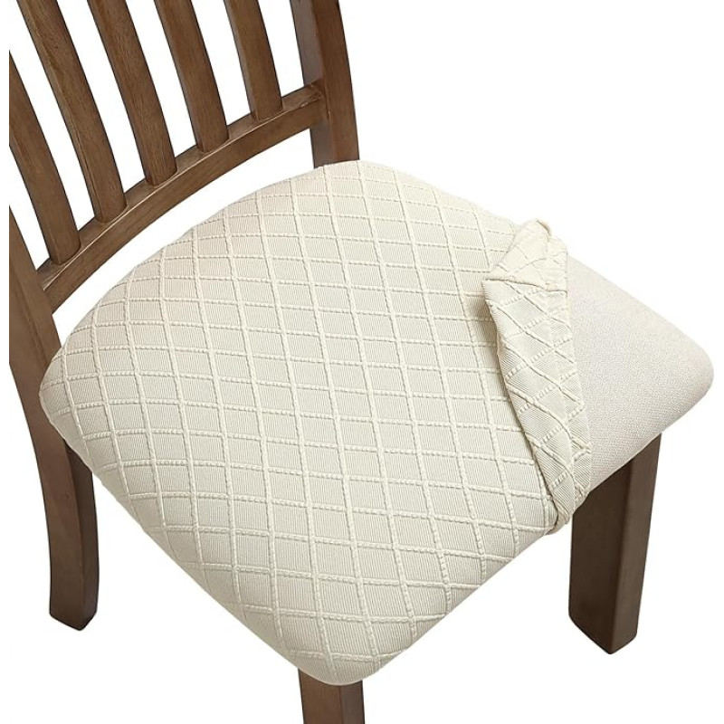 Fuloon Chair Seat Covers Stretch Jacquard Removable Washable Anti Dust Dining Chair Seat Cushion Beige
