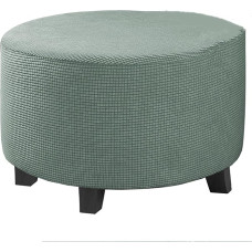 GAMUKAI Stretch Plaid Ottoman Slipcovers Round Ottoman Covers, Removable Footstool Covers, Storage Ottoman Protective Covers for Living Room (Pool, XL)