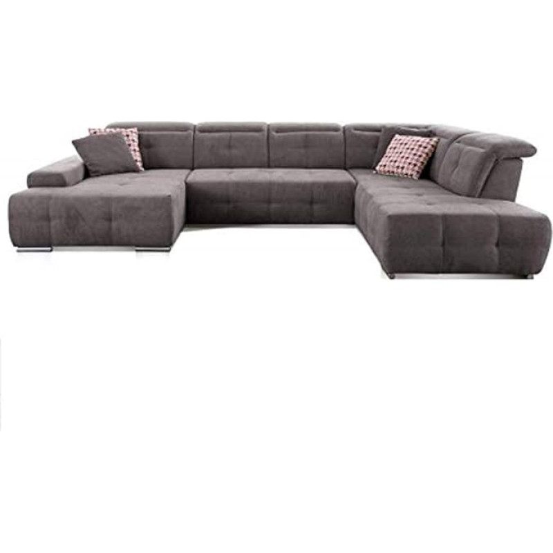Cavadore Mistrel Living Room Landscape with Long Chair Left / Large U-Shape Sofa Bed Including Headboard function and large lying surface