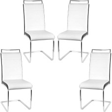 Aukštos atlošo valgomojo kėdės 4 supamųjų kėdžių rinkinys, baltos + juodos spalvos