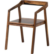 Massivmoebel24.de Ancona medžio masyvo kėdė #200 Sheesham Wood Tamsiai ruda lakuota 45 x 51 x 76 cm su atlošu ir porankiais Medinė valgomojo kėdė