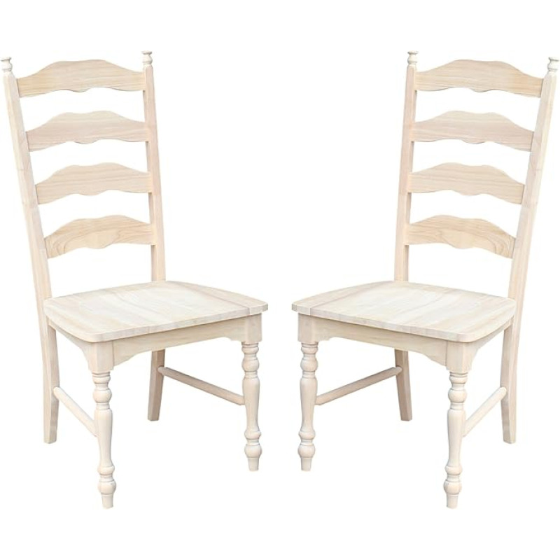 International Concepts Set of 2 Unfinished Dining Chairs with Ladder Back Unfinished