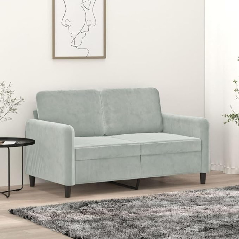 CIADAZ 359432 2 vietų sofa, šviesiai pilka, 120 cm, aksomas, poilsio sofa, sofos ir kušetės, poilsio sofa, svetainės sofa, sofa su - 359432