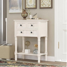 Rustikaler Sofatisch aus Holz mit Schubladen und offenem Regal für Wohnzimmer