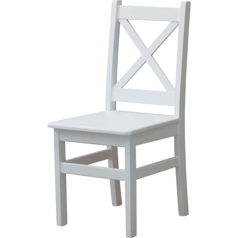 k koma Cross Chair Solid Pine Wood Country House Style Solid Wood White