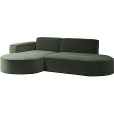 Kaiser Möbel - Sofa L Shape - Corner Sofa, Sofa 3 Seater - 236 x 165 cm - L Couch for Living Room, Teenagers' Room - Living Landscape L Shape - Ottoman Left - Fabric Raven Green