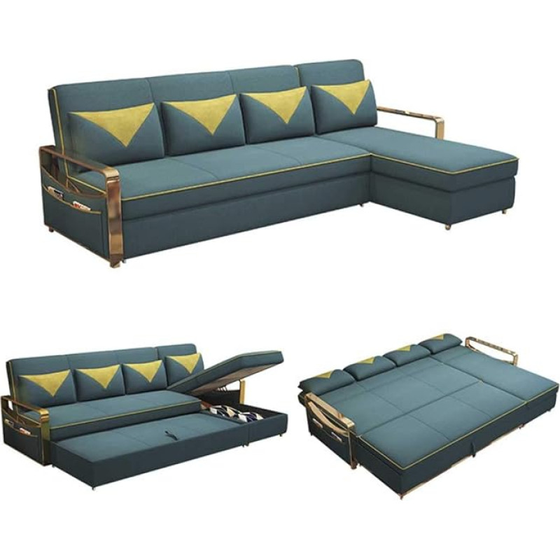 3 in 1 Compact Sofa Couch Sectional Futon Sofa Bed with USB Charging Port Modern L-shaped Corner Sofa Bed Foldable Living Room Furniture